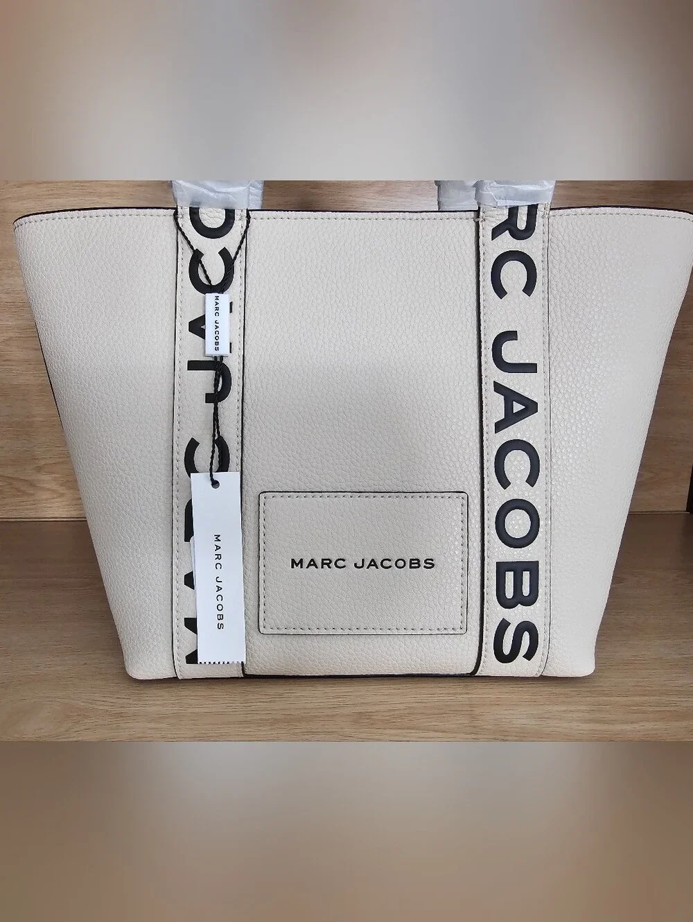 Marc Jacobs Marshmallow Pebbled Leather Tote with Logo Straps